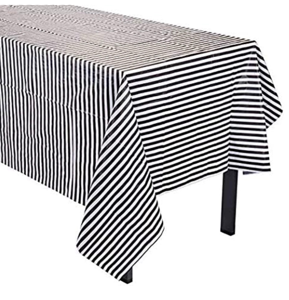 Black & white striped tablecloth